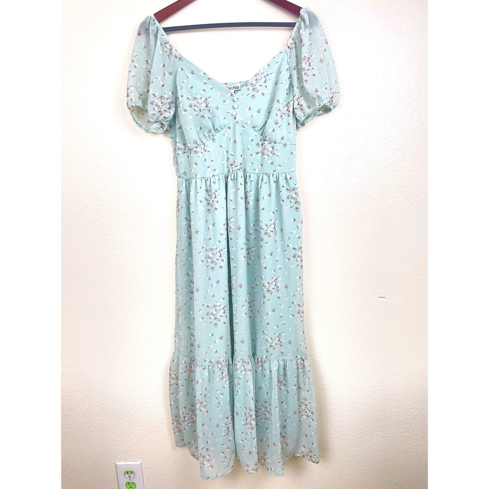 Womens Dress Sz L Babydoll Fairy Cottage Coquette Flowy Maxi Romantic Feminine